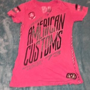 Affliction American Customs pink bling tee Small